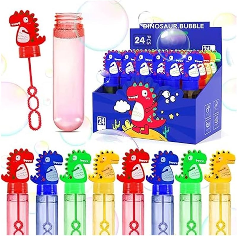 ST ZONE Dinosaur Bubble Wands 24 Pack Colorful Dino Bubble Toys for Kids, Party Favors for Birthdays, Outdoor Summer Fun, Dinosaur Party Supplies - Image 1